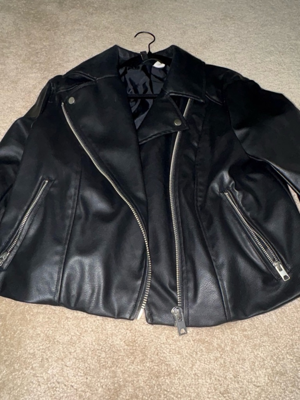 H&M Black Faux Leather Biker Jacket